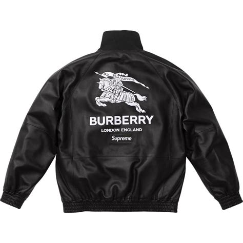 supreme burberry uk time|Burberry leather track jacket.